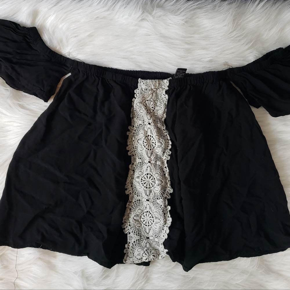 Black with lace crop top